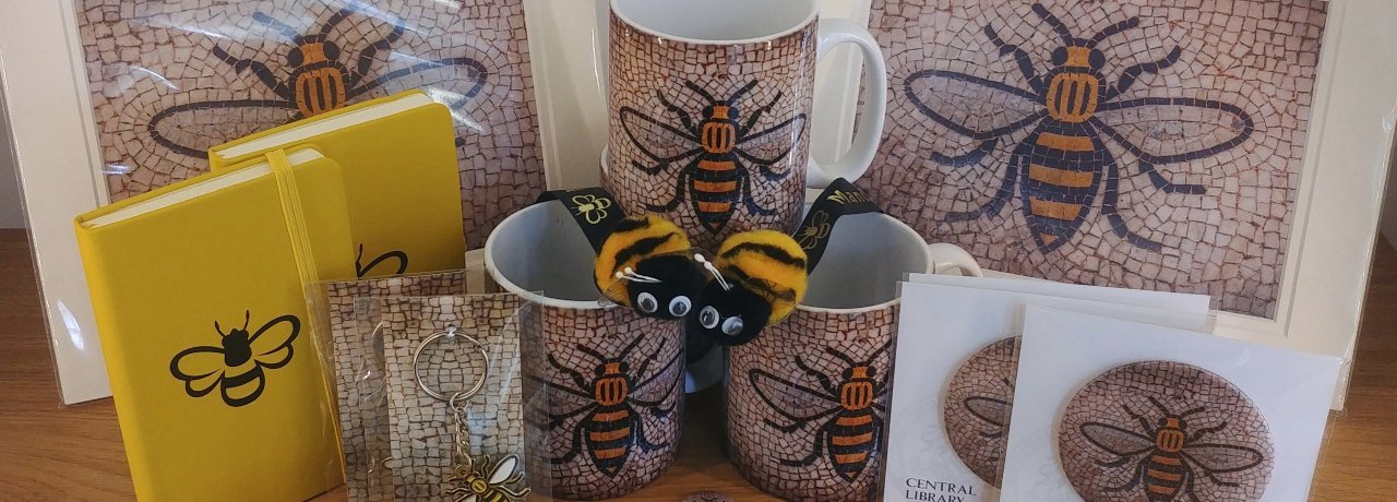 Collection of Manchester Bee Items.
