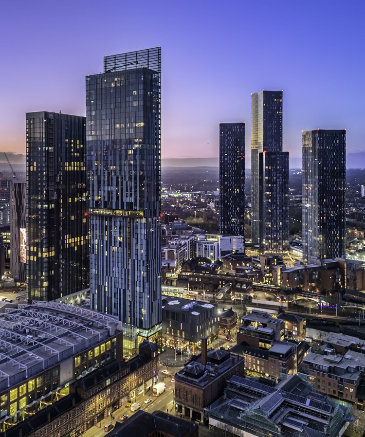 Sunrise over Manchester - Andy Mallins postcard