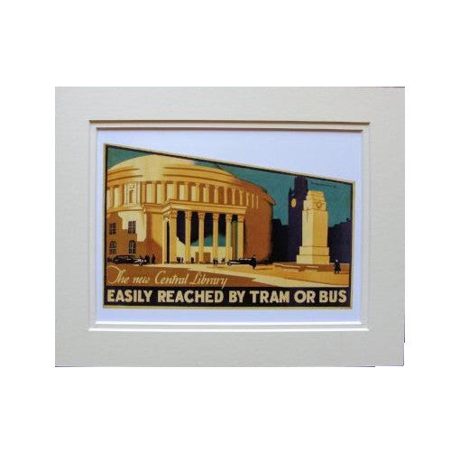 Manchester Central Library, 1934 10x8 Mounted Print