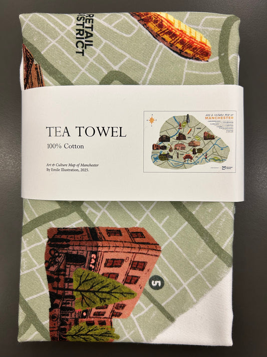 Art & Culture Map of Manchester Tea Towel