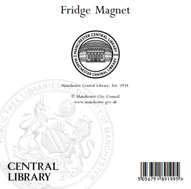 Manchester Central Library, est. 1934, Round Magnet (White)