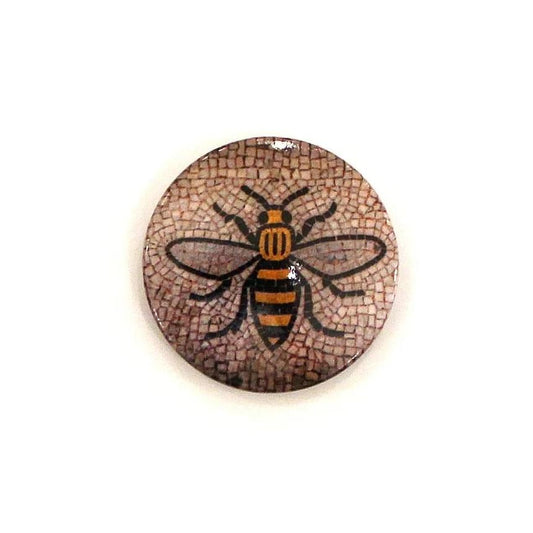 Small Button Badge featuring image of the mosaic bee floor from Manchester Town Hall