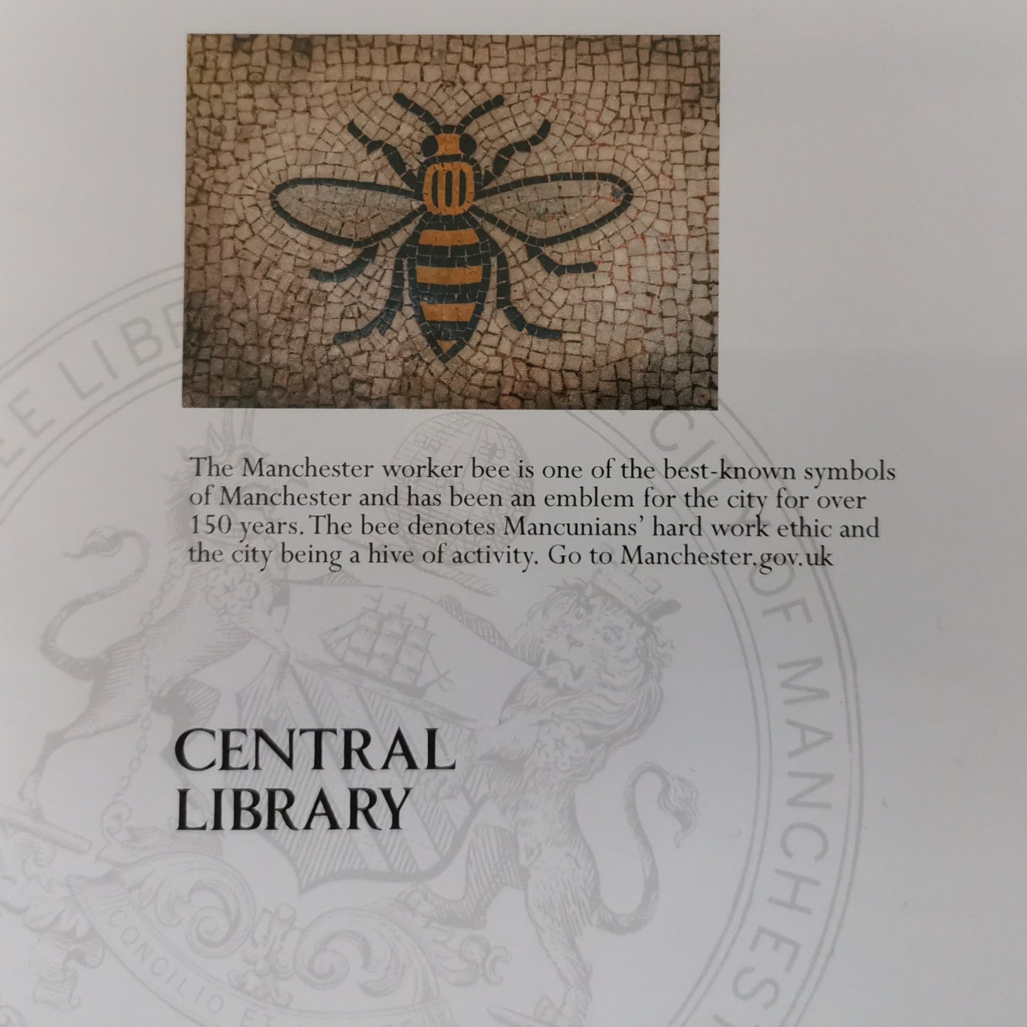 The Manchester worker bee image with text showing that the bee has been a symbol of Manchester for over 150 years.